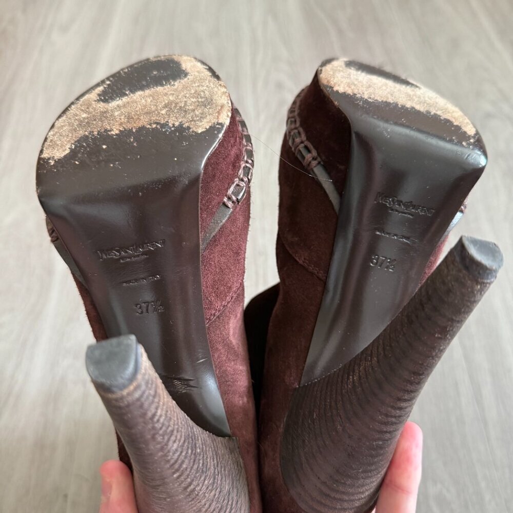 Yves Saint Laurent YSL Brown Suede Platform Boots
Size: 37.5 - Picture 4 of 7
